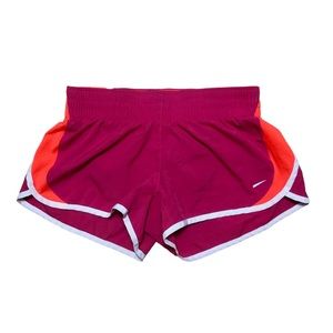 Nike dry fit pink and orange shorts with white pipping, Small
